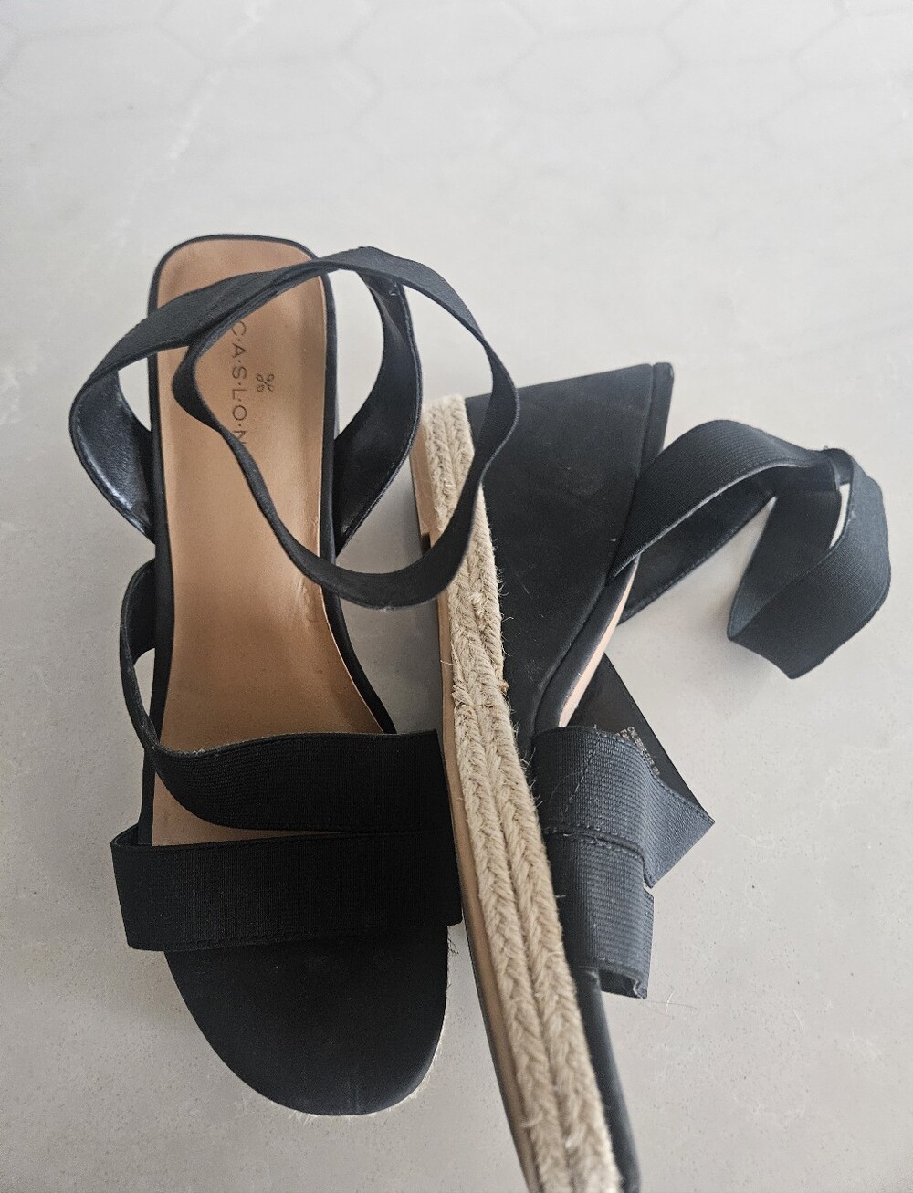 Caslon Black Espadrille Wedge Ankle-Tie Sandals
